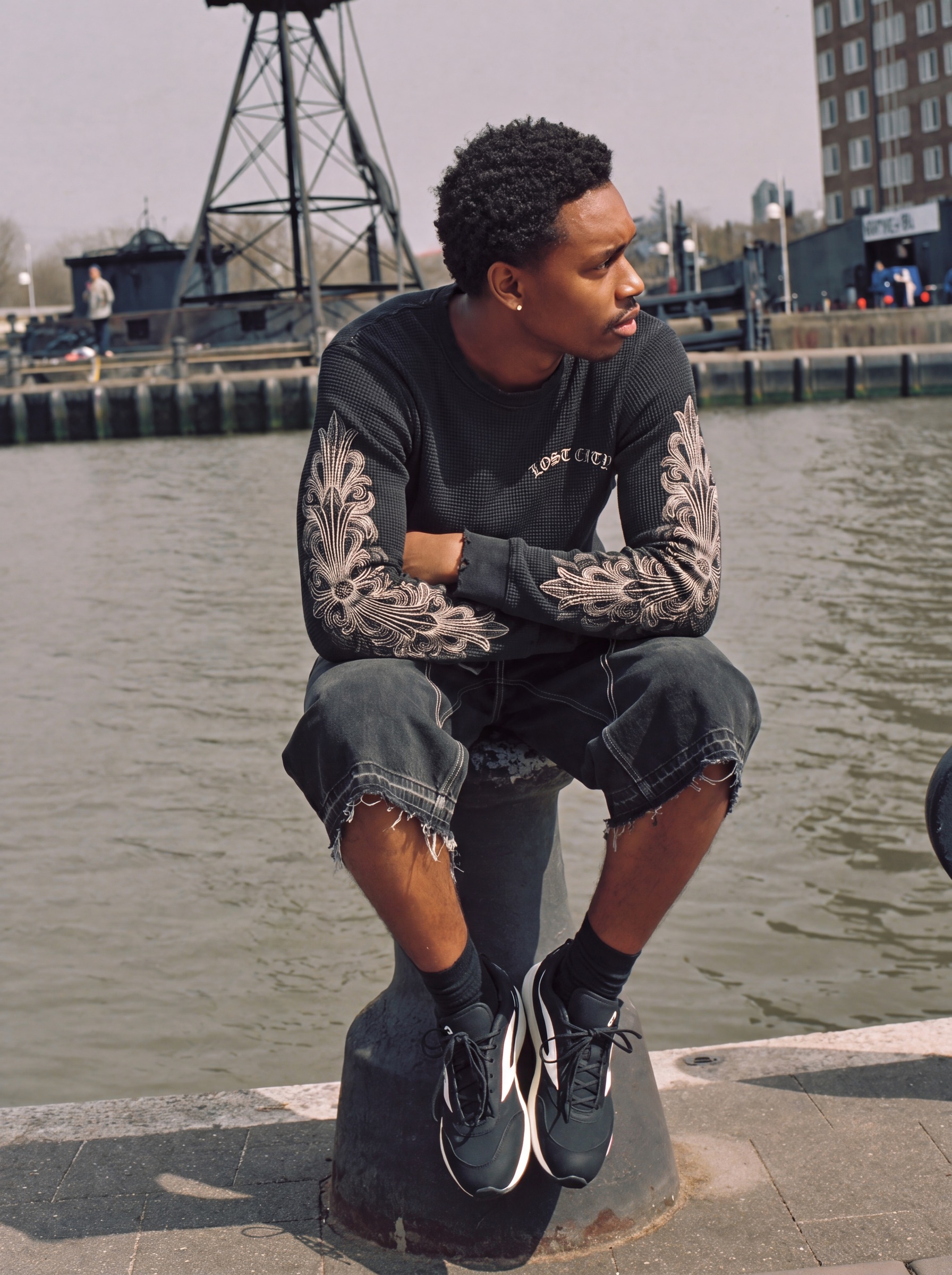 Statue of a Fool campaign: canal, longsleeve, jorts
