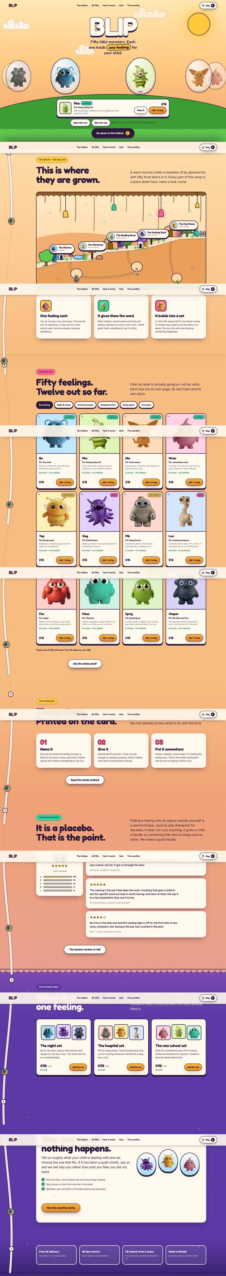 BLIP site, scrolled top to bottom