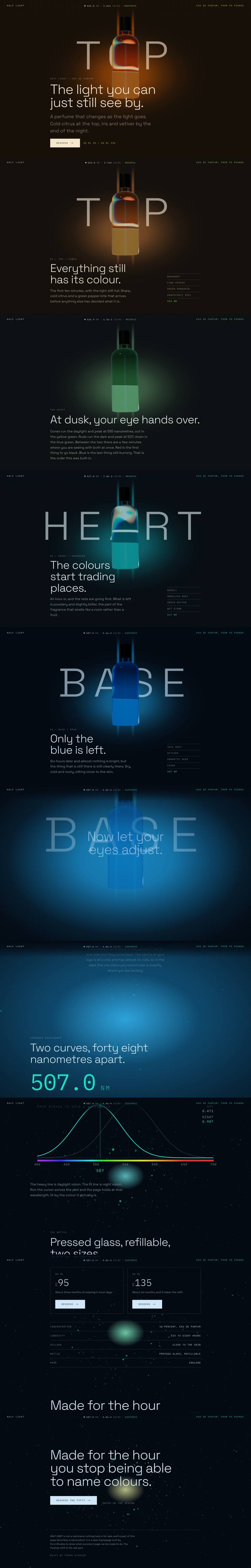 HALF LIGHT site, scrolled top to bottom